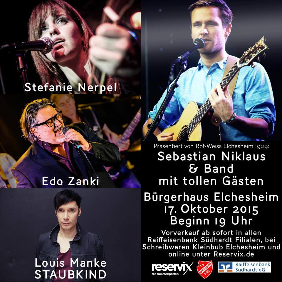 Tourfinale am 17. Oktober 2015 in Elchesheim mit meiner Band und tollen Gästen: Stefanie Nerpel, Edo Zanki und Louis Manke von STAUBKIND