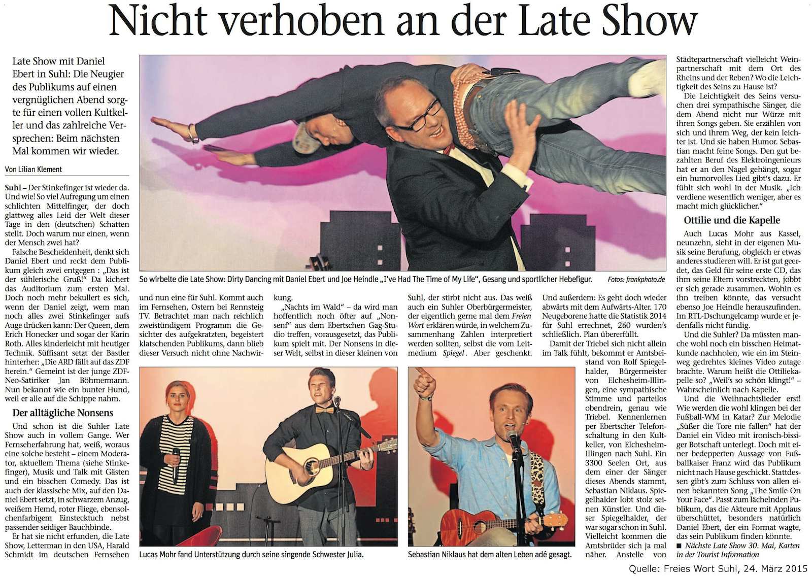 Konzertbericht im Freien Wort Suhl vom 24. März 2015 - Daniel Ebert's Late Show