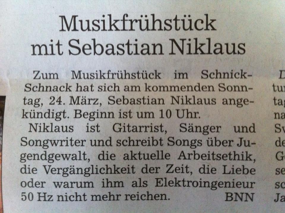 Musikfrühstück (BNN Rastatt)